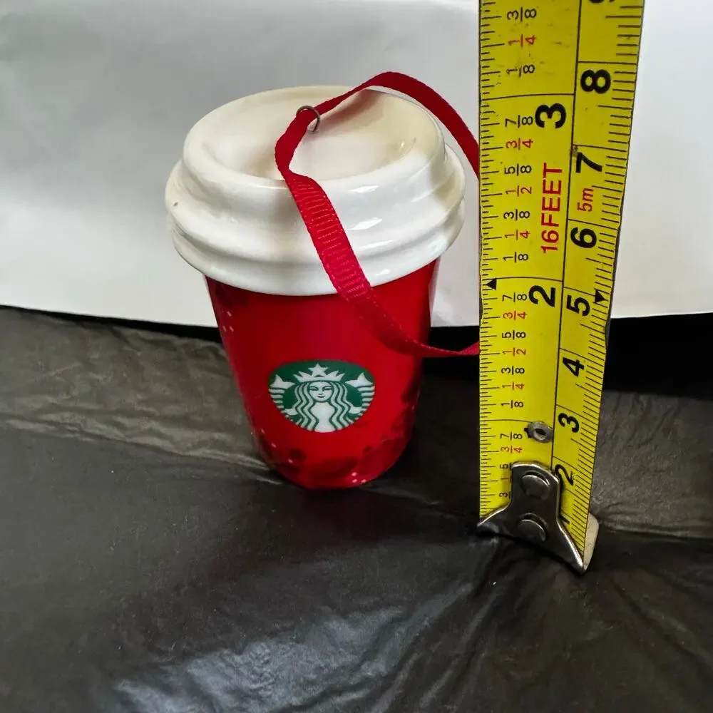 Starbucks Coffee Cup Holiday 2013 Ceramic Red Christmas Ornament Collectible - Picture 7 of 8